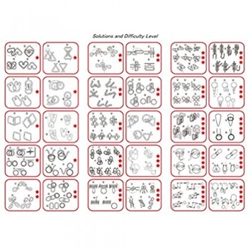 Chonor Set di 32 Pezzi Rompicapo in Metallo Torsione Puzzle 3D Gioco di Mente Classico Giocattoli Educativi IQ Test Puzzle Regalo per Adulti e Bambini
