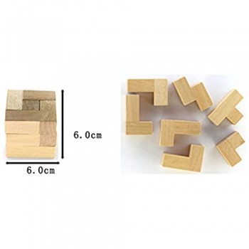 Joyeee® 9 Pezzi Legno Rompicapo Torsione Cube Puzzle Game 3D - Gioco di Mente Cubo