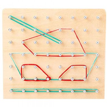 Knowled - Lavagna geometrica giocattolo in legno con 24 carte con forme ed elastici in gomma aiuta lo sviluppo grafico precoce del bambino 20 3 x 20 3 cm