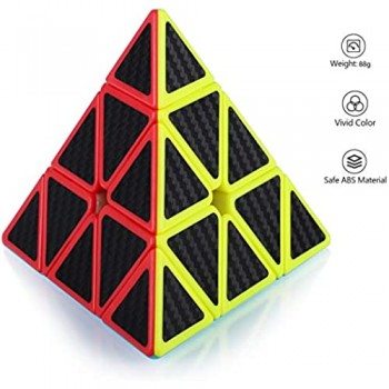 Maomaoyu Cubo Magico Set Speed Cube Megaminx Speed Cube + Piramide Cubo +Skewb 3 Pack Carbon Fiber Magic Cube Regali di Natale per Adulti e Bambini（Nero）