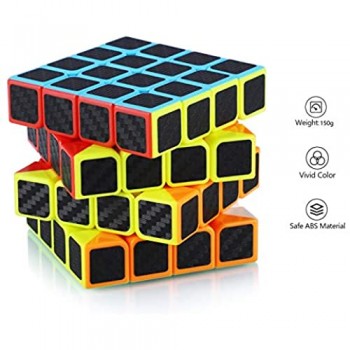Maomaoyu Cubo Magico Set Speed Cube Originale 2x2 3x3x3 4x4x4 Carbon Fiber Magic Cube Regali di Natale per Adulti e Bambini（Nero）