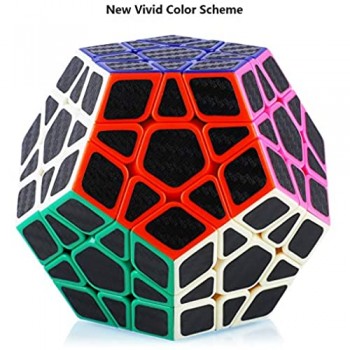 Maomaoyu Megaminx Cube 3x5 velocità Dodécaèdre Carbon Fiber Cubo Magico Regali di Natale per Adulti e Bambini（Nero）