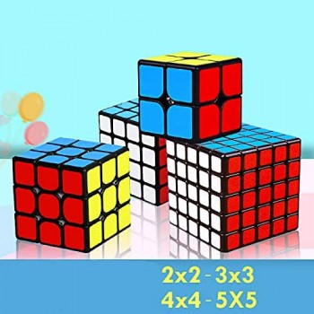 Moyu Set di Cubo Professionale Ultima Generazione 2x2x2 - 3x3x3 - 4x4x4 - 5x5x5 -Speed Cube Veloce Liscio Materiale Durevole Attossico Antistress per Bambini e Adulti Confezione Regalo