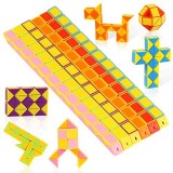 O-Kinee 12 Pack 24 Blocchi Magic Snake Cube Mini Speed ​​Cubes Snake Twist Puzzle Toys for Kids Party Bag Fillers Bomboniere Colore Casuale (12pcs-b)