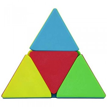 OJIN MO Fang GE Pyraminx 2x2 Cubo Senza Adesivo Piramide MoFangGe 2x2 Triangolo Cubo Puzzle tetraedro a Quattro Assi con treppiede cubo (2x2 Stickerless)