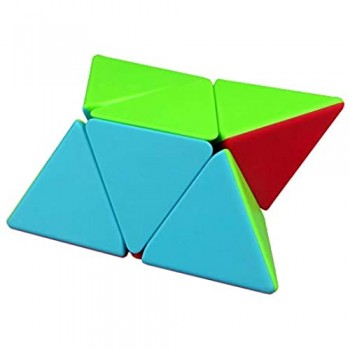 OJIN MO Fang GE Pyraminx 2x2 Cubo Senza Adesivo Piramide MoFangGe 2x2 Triangolo Cubo Puzzle tetraedro a Quattro Assi con treppiede cubo (2x2 Stickerless)