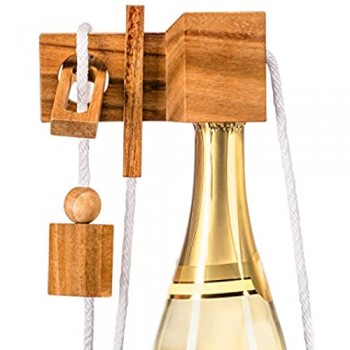 Zederello Puzzle Bottiglia in Legno pregiato Scrigno per Bottiglia cassaforte Confezione Regalo per Bottiglie di Vino di Spumante di Champagne