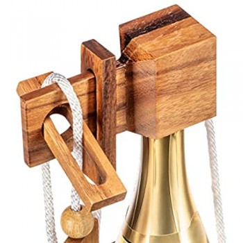 Zederello Puzzle Bottiglia in Legno pregiato Scrigno per Bottiglia cassaforte Confezione Regalo per Bottiglie di Vino di Spumante di Champagne