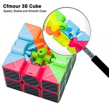 cfmour Cubo Mágico 3x3x3 in Fibra di Carbonio Adesivo Liscio Magia 3D Puzzle Cube Versione Migliorata 5.7cm (Nero)