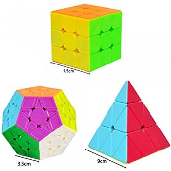 Cooja 3 Pezzi Cubo Magico Speed Cube Set 3x3 + Pyraminx + Megaminx Stickerless Resistente Smooth Velocit Magic Cube Regalo di Giocattoli per Ragazze Ragazzi