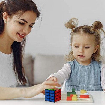 Coolzon 4x4 4x4x4 Cubo Magico Smooth Turning Puzzle Magic Cube per Bambini Adulti