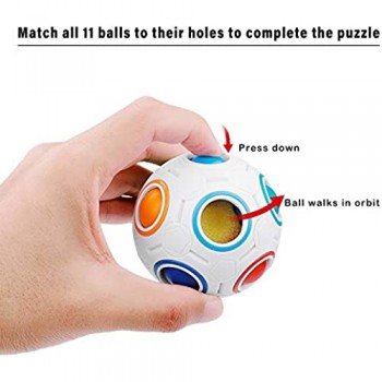 Coolzon Magic Rainbow Ball 2 Pezzi Magic Arcobaleno Ball Palla Magica 3D Palle di Fidget Giocattolo Educativo per Bambini Adulti Bianco + Bianco