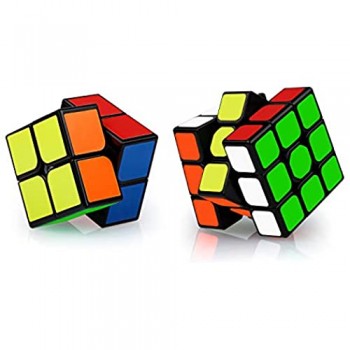 Coolzon Puzzle Cube Set di Cubo Magico 3x3 + 2x2 Magico Smooth Turning Regali per Bambini Adulti 2 Pack