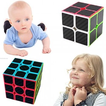 Coolzon Puzzle Cubes 3 Pezzi 2x2x2 + 3x3x3 + 4x4x4 Magico Cubo con Adesivo in Fibra di Carbonio Nuovo velocità