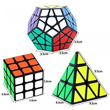 Coolzon Speed Cube Set di Cubo Magico 3x3 + Pyraminx + Megaminx Puzzle Cube Speedcube Regali per Bambini Adulti 3 Pack