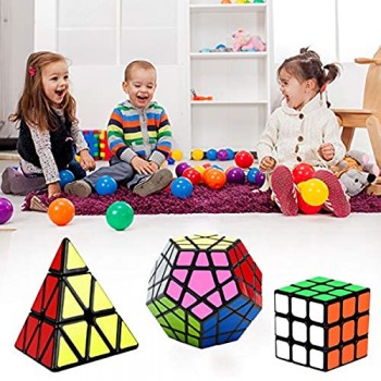 Coolzon Speed Cube Set di Cubo Magico 3x3 + Pyraminx + Megaminx Puzzle Cube Speedcube Regali per Bambini Adulti 3 Pack