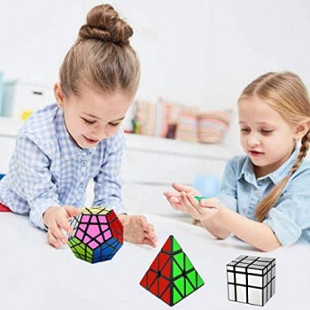 EASEHOME Cubo Magico Speed Puzzle Cube Set Megaminx + Pyraminx + Specchio 3 Pack Magic Cubes con PVC Adesivo per Bambini e Adulti Nero