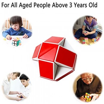 EASEHOME Serpente Magico Speed Puzzle Cube Cubo Magico Snake Magic Cube con PVC Adesivo per Bambini e Adulti Bianco Rosso
