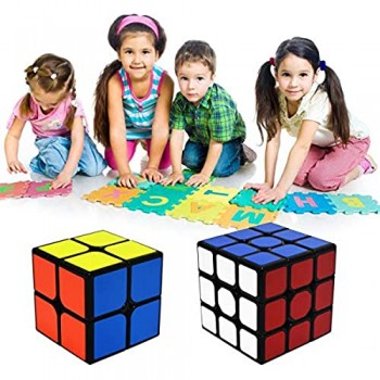 EASEHOME Speed Magic Cube Set 2x2x2 + 3x3x3 2 Pack Puzzle Cubes Cubo Magico con PVC Adesivo per Bambini e Adulti