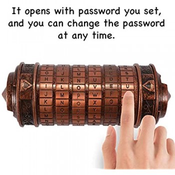 Festnight Codice Da Vinci Cylinder Lock Box Code Mini Cryptex Retro Alfabeto San Valentino Ragazza Ragazzo Compleanno Serrature Sicurezza Regalo Romantico Creativo Interessante