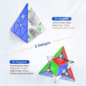 GAN Pyraminx 36 Magneti Cubo Triangolare Stickerless Senza Adesivo Puzzle Piramide Magnetica Cubo Veloce con GES Extra (Explorer)