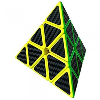 HJXDtech - Sticker Fibra Pyraminx velocità Magic Cube Carbon Cube 3x3 Piramide cubo Magico