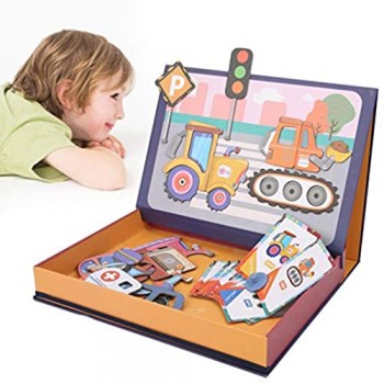 Jiawu Puzzle Drawing Board DIY Magnet Puzzle Children Magnetic Puzzle Heavy-Duty Multifunzionale Coltiva Il Pensiero per i Bambini per la Prima educazione((Traffic))