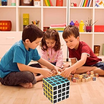 LSMY Speed Cube 4x4x4 Puzzle Magico Cubo Carbon Fiber Sticker Giocattolo