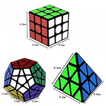 lunaoo Magic Cube 3 Pack 3x3 Pyraminx Megaminx Speed Cube Rompicapo Cubo Magico Speedcube Giocattoli Regalo per Bambini Adulti