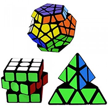 lunaoo Magic Cube 3 Pack 3x3 Pyraminx Megaminx Speed Cube Rompicapo Cubo Magico Speedcube Giocattoli Regalo per Bambini Adulti