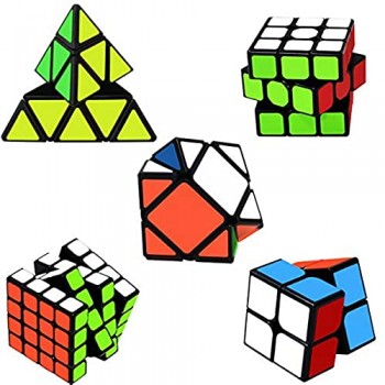 lunaoo Magic Cube 6 Pack 2x2 3x3 4x4 Pyraminx Fisher Mini Cubo Magic Rainbow Ball Speed Cube Rompicapo Cubo Magico Speedcube Giocattoli Regalo per Bambini Adulti