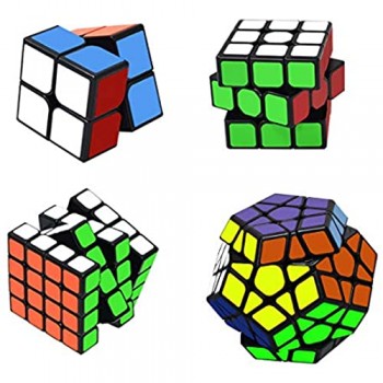 lunaoo Magic Cube 9 Pack 2x2 3x3 4x4 Pyraminx Megaminx Mirror Cube Skewb Fisher Mini Cubo Speed Cube Rompicapo Cubo Magico Speedcube Giocattoli Regalo per Bambini Adulti