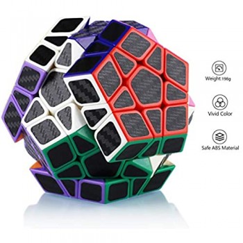 Maomaoyu Cubo Magico Set Speed Cube Originale 3x3x3+ Megaminx + Piramide Cubo di Carbon Fiber Magic Cube Set Regali per Adulti e Bambini（Nero）