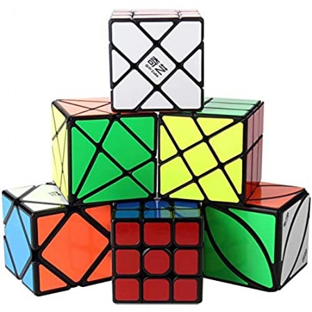 ROXENDA Speed Cube Set [6 Pack] Magic Cube Set di Qiyi Skew Axis Windmill Fisher Ivy 3x3 Speed Cube Collezione Cubo di Velocità per Bambini e Adulti