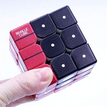 ULIN Stampa UV Magic Cube 3x3x3 Blind Braille Combinazione Digitale Stereo Learning Speed Twist Puzzle Giocattoli educativi per Bambini