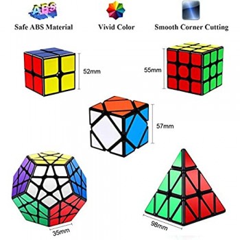 Vdealen Speed Cube Set Qiyi Cube Bundle con Cubo Magico di 2x2 3x3 Piramide Megaminx Skew [Confezione da 5]