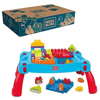 MEGA Bloks- First Builders Tavolino Multi attività 3 in 1 con 30 Blocchi da Costruzione Giocattolo per Bambini 1+Anni CNM42