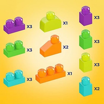 Mega Bloks Secchiello Cucciolo di Ippopotamo 25 Blocchi da Costruzione Giocattolo per Bambini 1+Anni GRV21