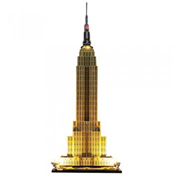 QZPM Kit di Illuminazione A LED per Lego Architecture Empire State Building Compatibile con Il Modello Lego 21046 Mattoncini da Costruzioni (Non Include Il Set Lego)