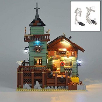 Set di luci a LED USB fai-da-te per (idee vecchio negozio di pesca) Modello di blocchi di costruzione kit di luci a LED compatibile con Lego Ideas vecchio negozio di pesca 21310 Regali di Natale per