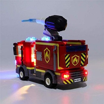 YLJJ Set di luci LED USB Fai-da-Te Compatibile con Lego City Burger Bar Camion Giocattolo antincendio 60214 Kit luci a LED per Blocchi Modello Regali di Natale per Bambini (Non Incluso Il Modello)