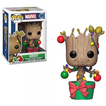 Funko 33982 POP Bobble: Marvel: Holiday Groot w/ Lights and Ornaments