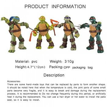 CWBBN Tartarughe Ninja Set Action Figure delleTeenage Mutant Ninja Turtles Action Figure Anime Character Model Toys per Compleanno dei Bambini 12cm