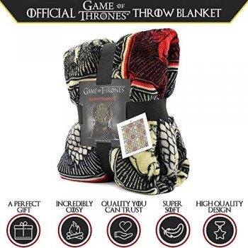 Game of Thrones Gifts Merchandise GOT Coperta super morbida copriletto Stark Lannister Targaryen Greyjoy Baratheon Tyrell Great House Symbols Westeros