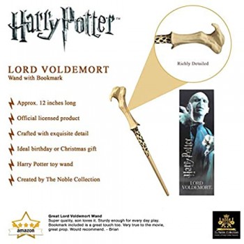 The Noble Collection Bacchetta Magica Giocattolo Prodotta Bacchetta Magica di Lord Voldemort in PVC di Alta qualità 30 cm con Segnalibro Prismatico - Bacchetta Giocattolo con Licenza Ufficiale