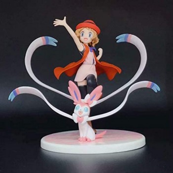 Yzoncd Pokemon Anime Serena Eevee E Sylveon Action Figure Model Toys 13Cm Bella Decorazione della Stanza Figure Toys Girl Figure