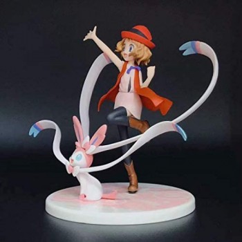 Yzoncd Pokemon Anime Serena Eevee E Sylveon Action Figure Model Toys 13Cm Bella Decorazione della Stanza Figure Toys Girl Figure